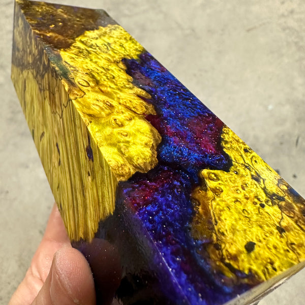 Dyed Box Elder Burl Hybrid Blank 6”L x 2” x 1 3/4”
