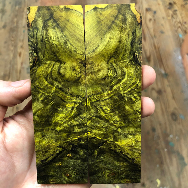 Dyed Buckeye Burl Knife Scales 5 1/4”L x 1 9/16”W x .29” thick