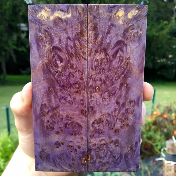 Purple Dyed Box Elder Knife Scales