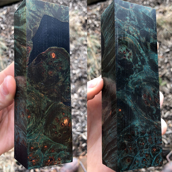 Dyed Maple Burl w/ Black Resin Filled Voids Blank