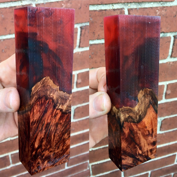 Red Mallee Burl w/ Translucent Red and Black Resin Blank