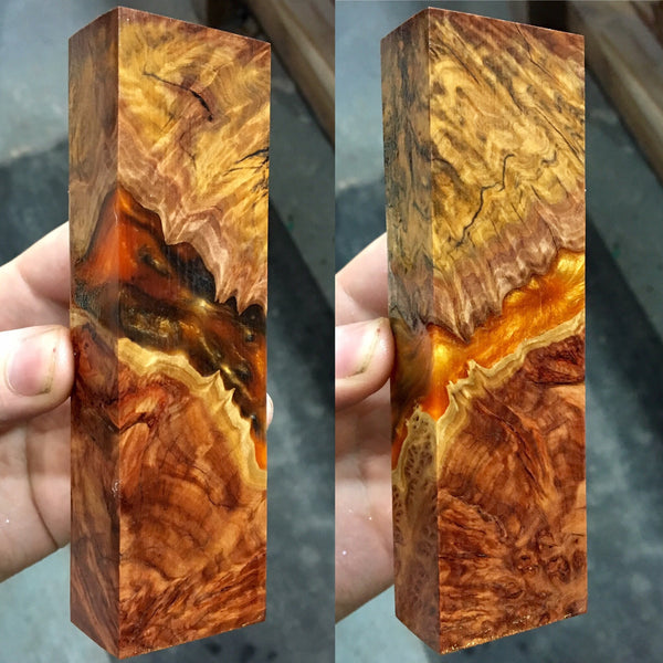 Mallee Burls w/ Aztec Gold and Black Resin Blank