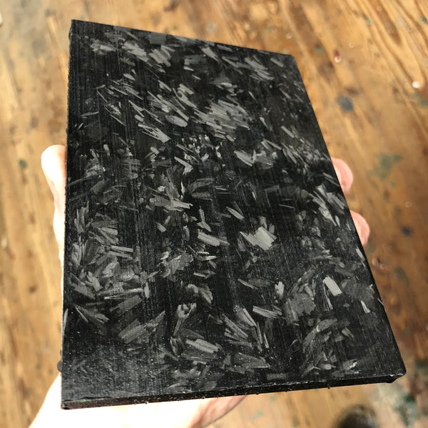 Shredded Carbon Fiber Slab Blank 5 3/4”L x 3 7/8”W x .34” thick