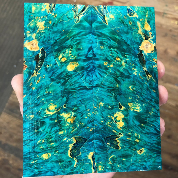 Turquoise Dyed Box Elder Burl Knife Scales