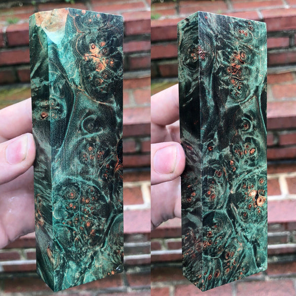 Green dyed Maple Burl Blank