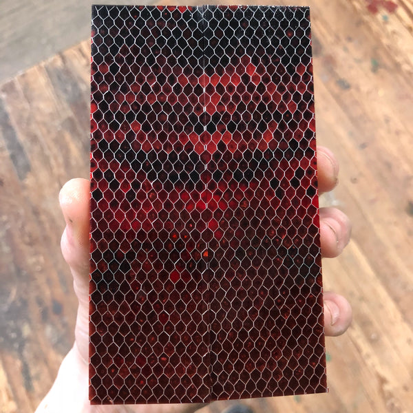 Carbon black and Red Honeycomb 1/8” cell Knife Scales