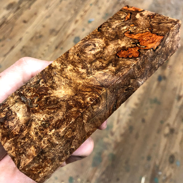 Spalted Maple Burl Blank 5 9/16”L x 2”W x 15/16” thick