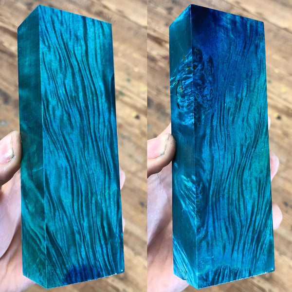 Blue/Green dyed Box Elder Burl Blank