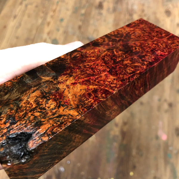 Dyed Maple Burl Blank 6 1/8”L x 1 7/8”W x 1 1/4” thick