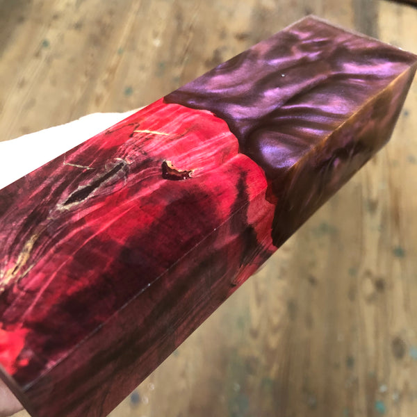 Dyed Buckeye Burl Semi Translucent Hybrid Blank 6 1/4”L x 1 13/16” x 1 7/16”