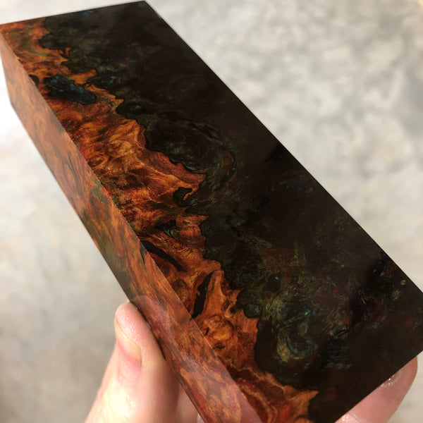 Dyed Spalted Maple Burl Blank 5 5/16”L x 1 15/16”W x 1 3/16” thick