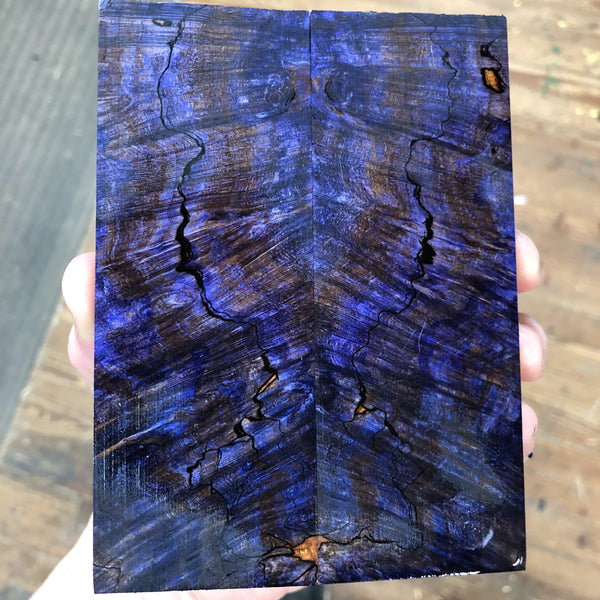 Purple Dyed Spalted Maple Burl Knife Scales