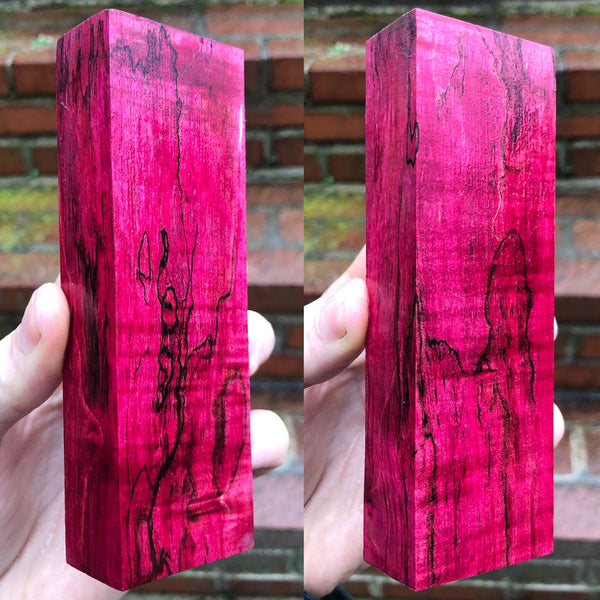 Red dyed Curly Spalted Maple Blank