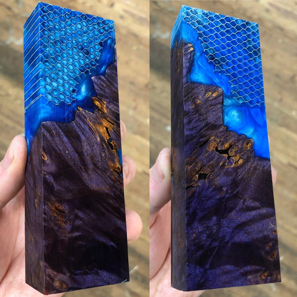 Dyed Maple Burl Honeycomb Hybrid Blank