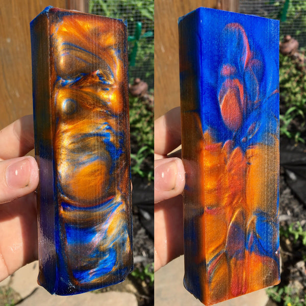 Vibrant Gold/Orange and Blue Resin Blank