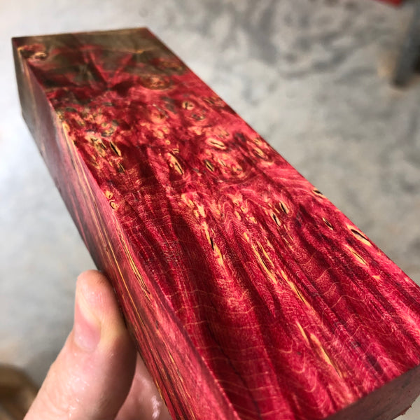 Dyed Maple Burl Blank 5 1/2”L x 1 13/16”W x 1 1/8” thick