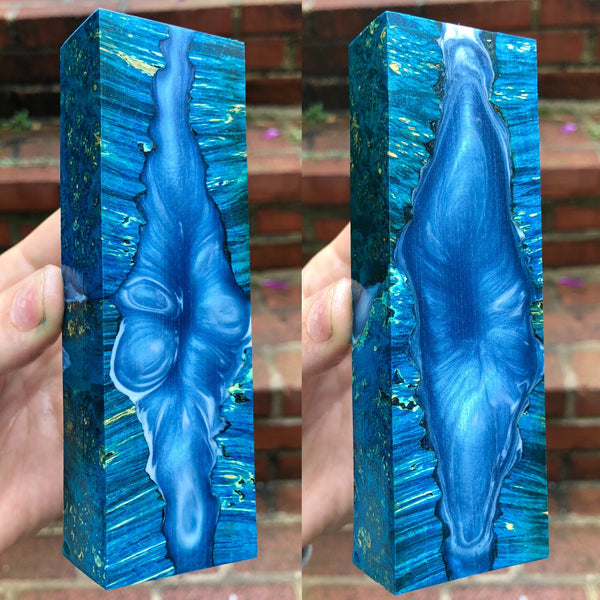 Blue dyed Box Elder Burl Hybrid Blank