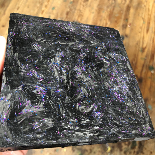 Shredded Carbon Fiber Blue/Purple Holo Shred Slab 5 1/4” x 5” x 1/2” thick blank