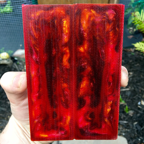 Vibrant Red/Orange Resin Knife Scales