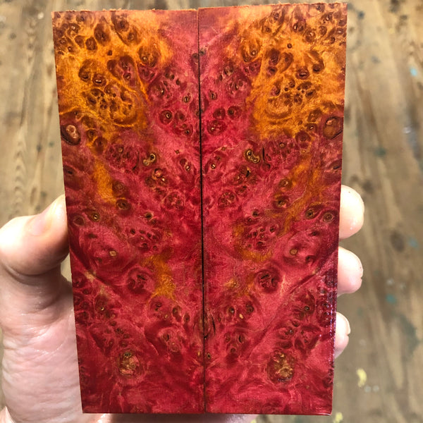 Dyed Maple Burl Knife Scales 5”L x 1 5/8”W x 5/16” thick