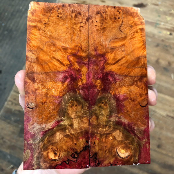 Dyed Maple Burl Knife Scales