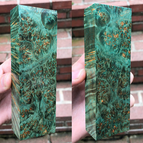 Green dyed Maple Burl Blank