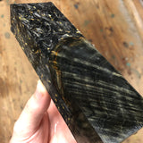 Dyed Curly Oak Shredded Carbon Fiber w/ Gold Flake Blank 6 5/16”L x 1 15/16”W x 1 3/16” thick