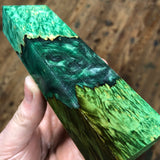 Green dyed Box Elder Burl Hybrid Blank 5 1/2”L x 1 9/16”W x 15/16” thick