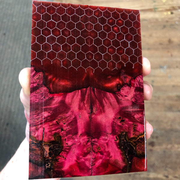 Dyed Box Elder Burl Honeycomb Knife Scales