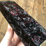 Carbon fiber resin with Red holographic shreds Blank 5 7/16”L x 1 3/4”W x 1 1/8” thick