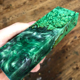 Green dyed Box Elder Burl Hybrid Blank 5 5/8”L x 1 11/16”W x 1” thick