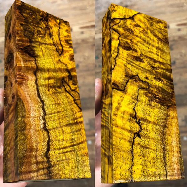 Gold Dyed Curly Spalted Maple Burl Blank