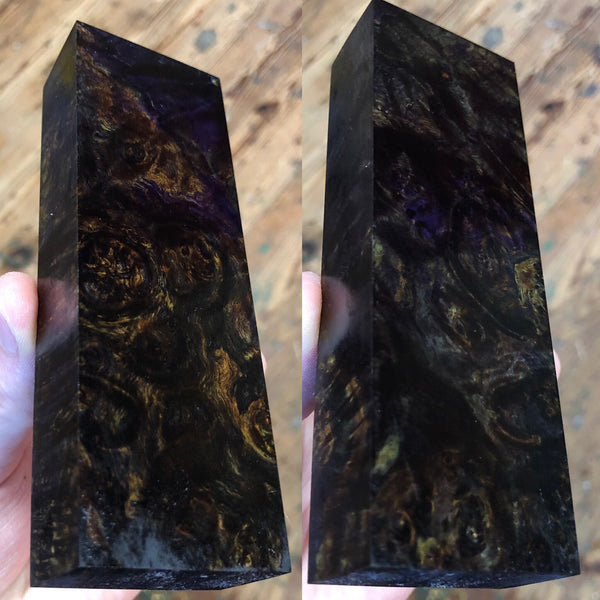 Dark Green/Purple Maple Burl Blank