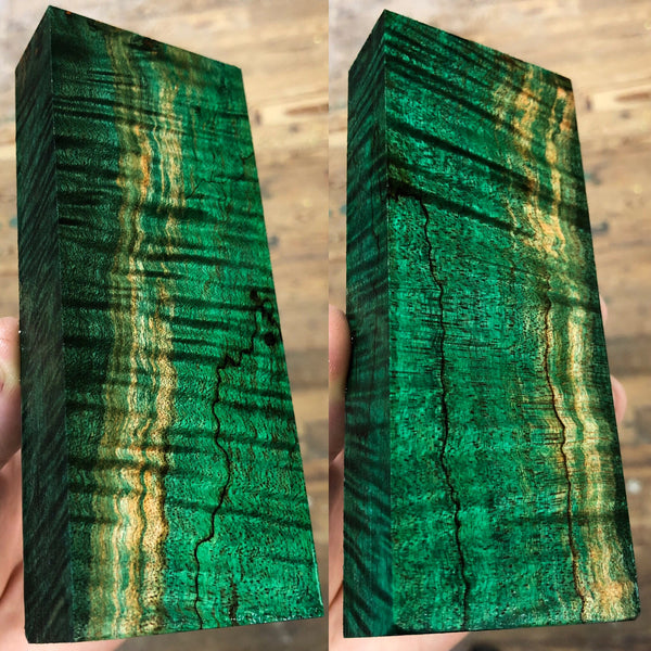 Emerald Green Curly Spalted Maple Burl Blank